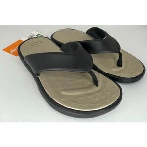Flip Flop Thong Sandal Black Khaki Womens Size 7 Kids 5 Soft Science Skiff 2.0